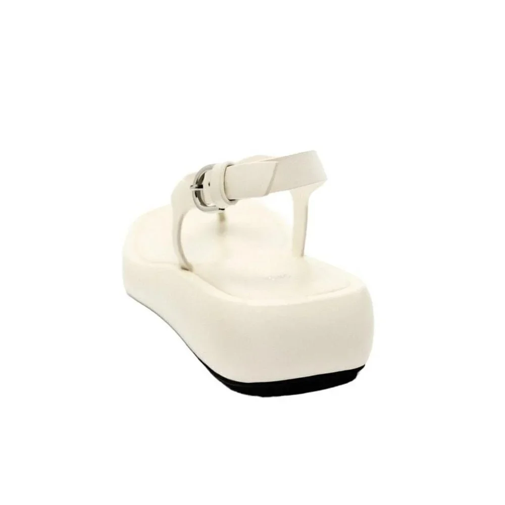 ZARA LEATHER FLATFORM SANDALS Ecru White SIZE 7.5 - 9 | 1602/111